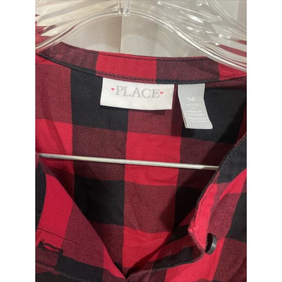 Children’s Place Christmas Dress - Plaid Long Sleeve with Tie - Girls Size Lg 14 - Picture 2 of 5